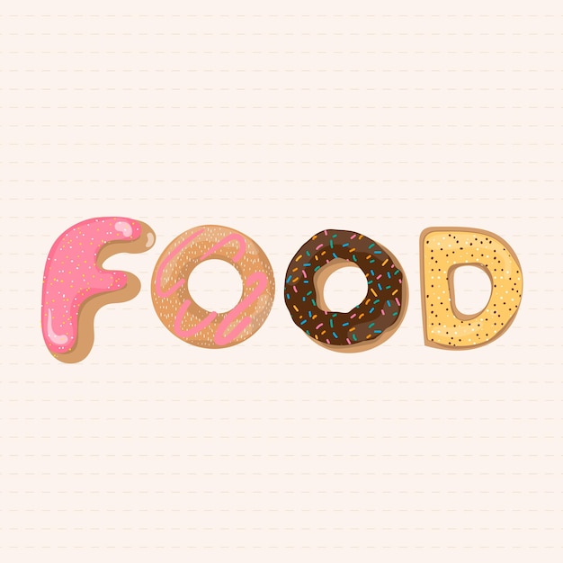 Free Vector food word donut style typography