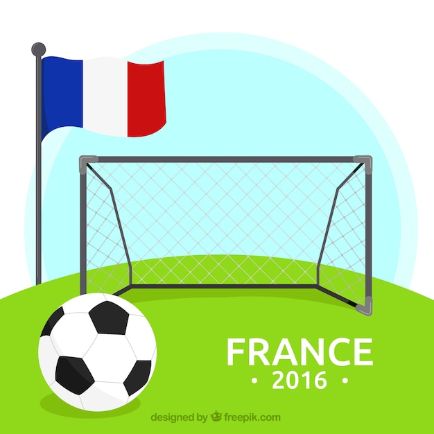 Free Vector football background with a goal and france flag