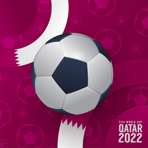 Football ball with the national flag of qatar