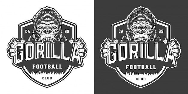 Free Vector football club angry gorilla mascot label