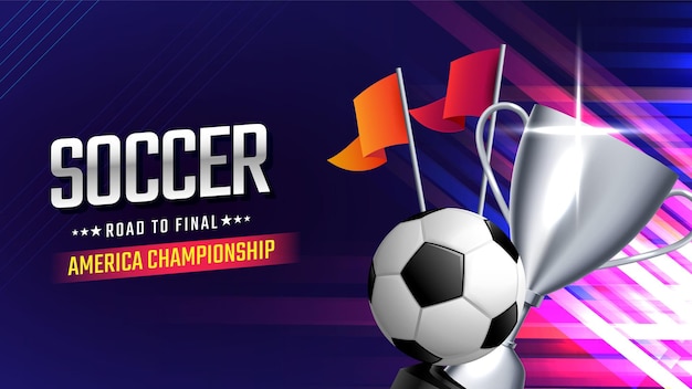 Football cup championship with ball banner template