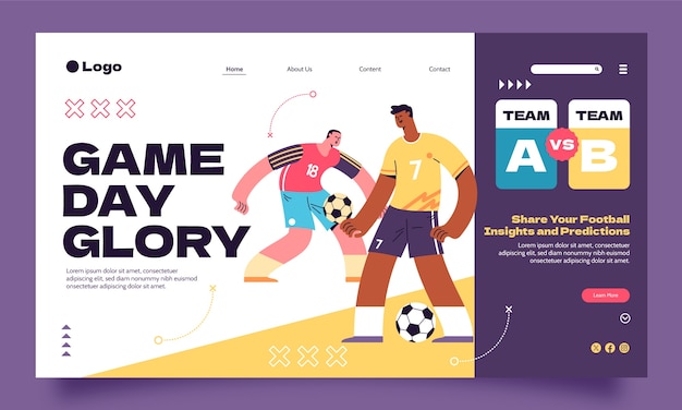 Free Vector football game landing page template