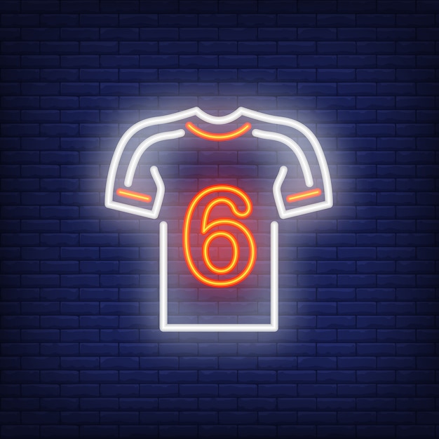 Free Vector football kit with player number on brick background. neon style illustration.