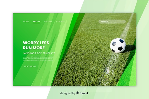 Football landing page with photo