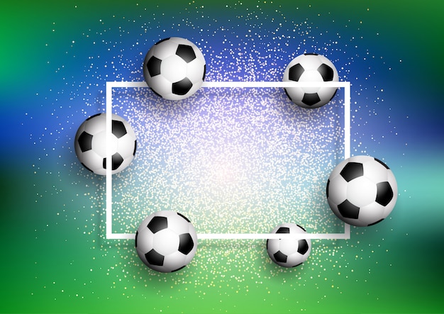 Free vector footballs on glitter background with white frame