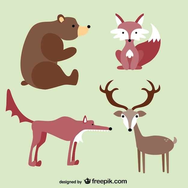 Free Vector forest animals cartoons