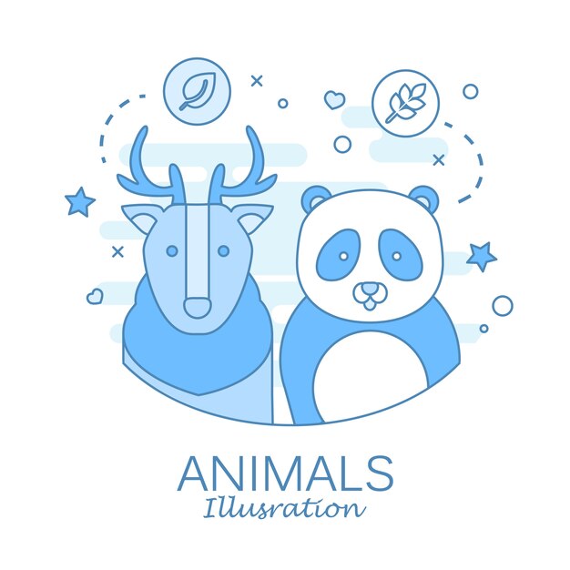 Forest Animals Portrait with Flat Design