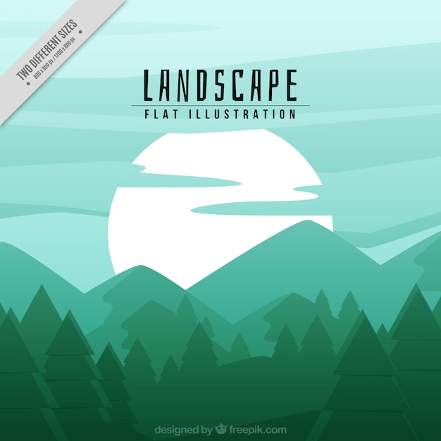 Free Vector forest background and mountains in green tones