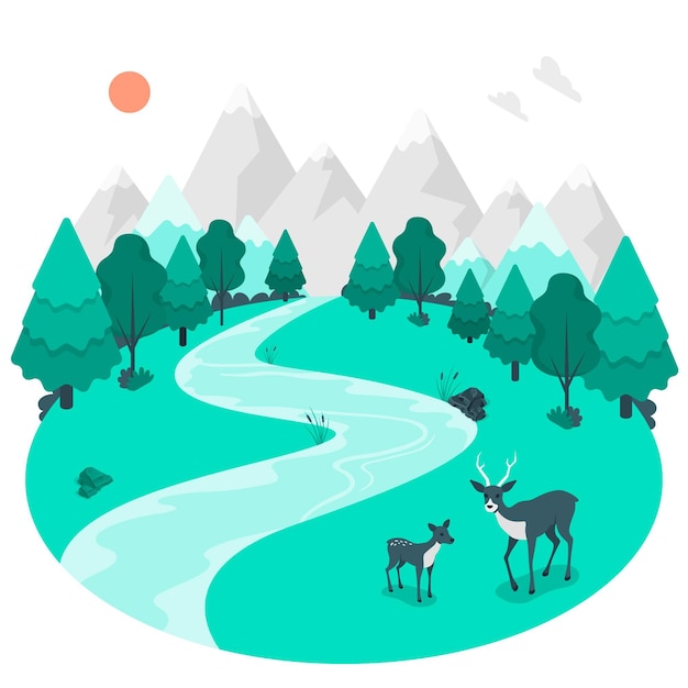 Free Vector forest concept illustration