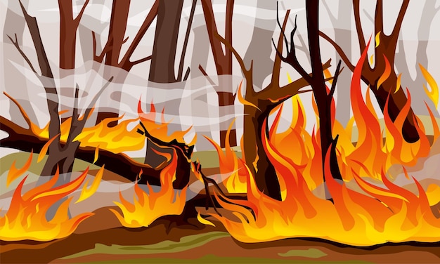 Free Vector forest fire flame composition