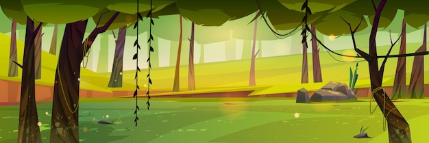 Forest landscape cartoon nature summer background