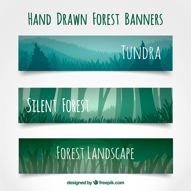 Free Vector forest silhouettes banners