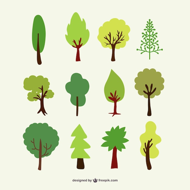 Free vector forest trees set