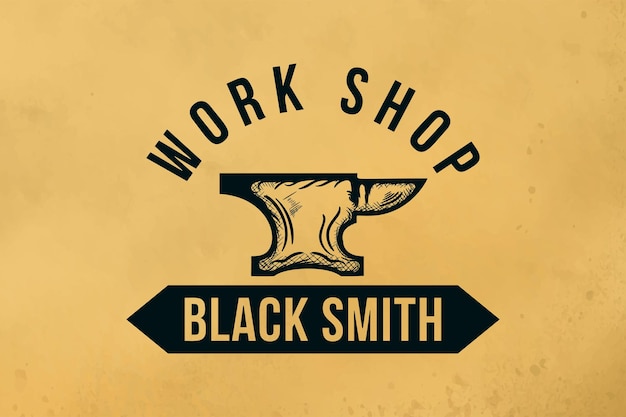 Free Vector forge, blacksmith logo or label.