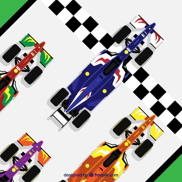 Free Vector formula 1 car crossing finish line