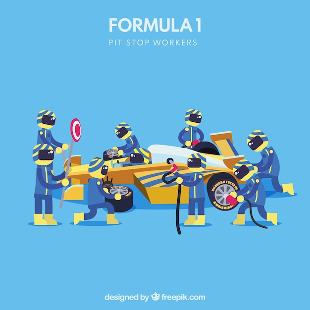 Free Vector formula 1 pit stop workers