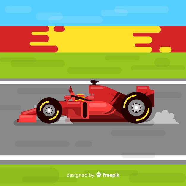 Formula 1 racing car with flat design