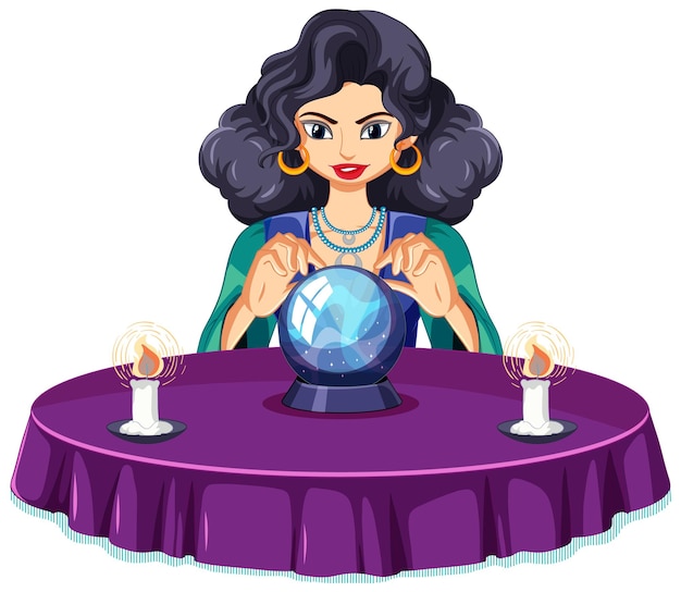 Free Vector fortune teller with crystal ball