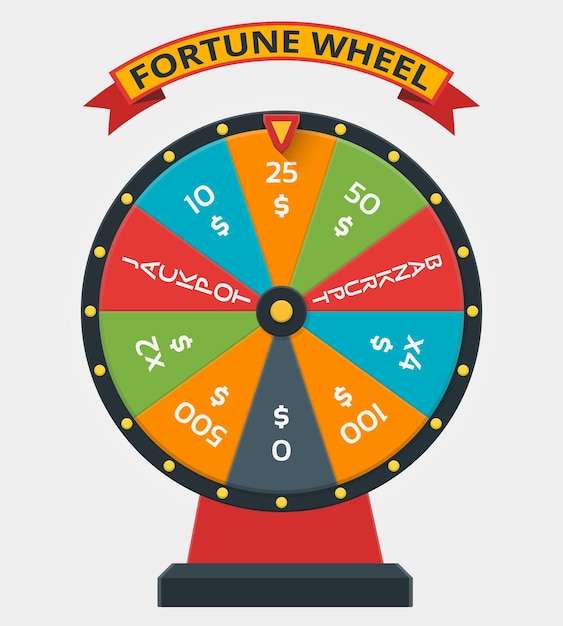 Fortune wheel in flat style. Wheel fortune, game money fortune, winner play luck fortune wheel illustration