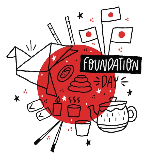 Foundation day japan hand drawn