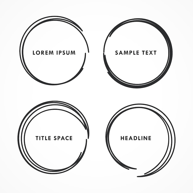 Four abstract hand drawn circle frames