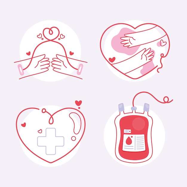 four blood donate set icons