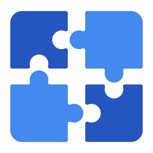 Four Blue Puzzle Pieces