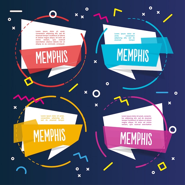 Four colorful memphis templates