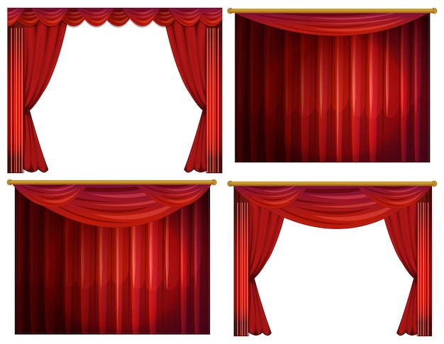 Four designs of red curtains illustration