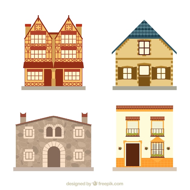 Free vector four different houses