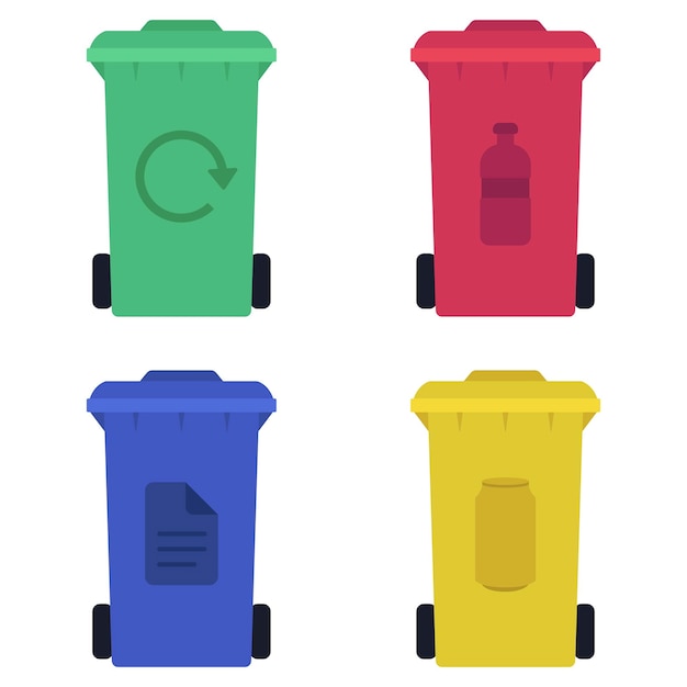 Free Vector four different waste sorting bins