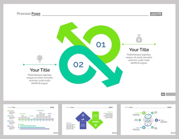 Free Vector four economics slide templates set