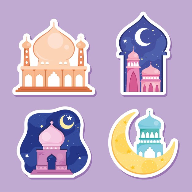 Four eid mubarak icons