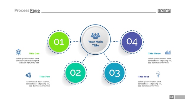 Four elements flowchart template. Business data