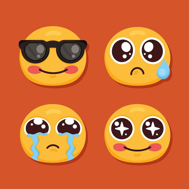 Free vector four emoticons characters set icons