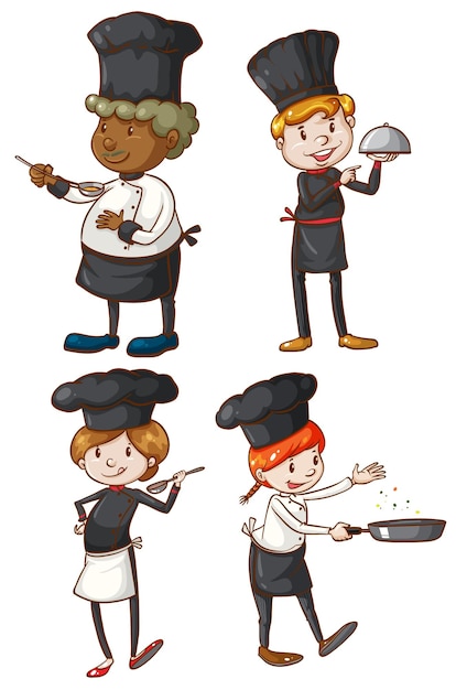 Free Vector four excellent chefs