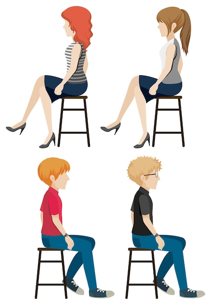 Free Vector four faceless people sitting