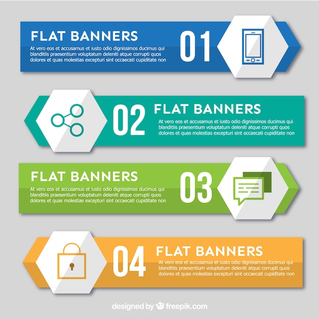 Four flat banners for infographic