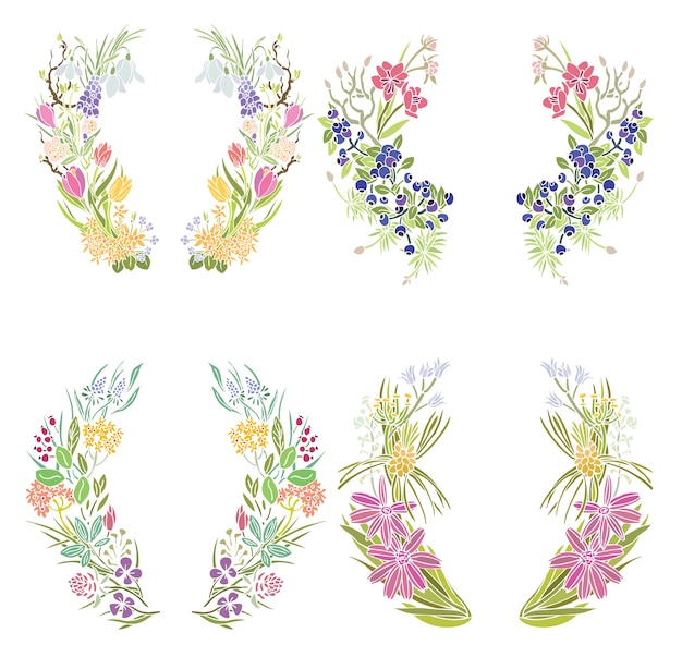 Free Vector four floral frames