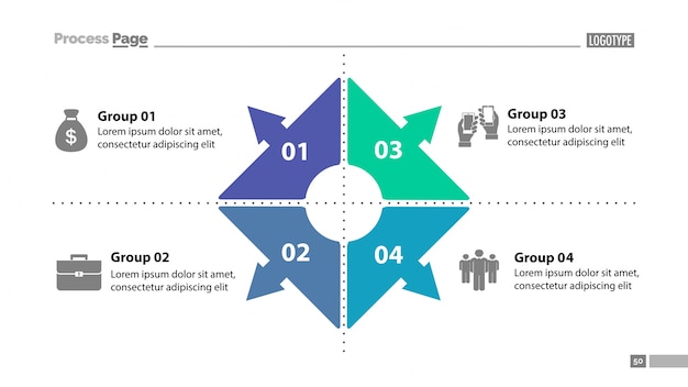 Four group process chart slide template