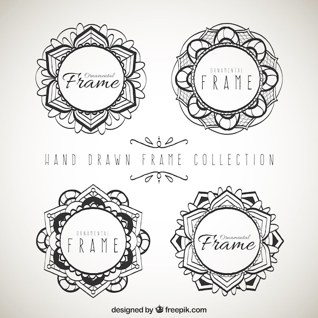 Free Vector four hand drawn ornamental frames