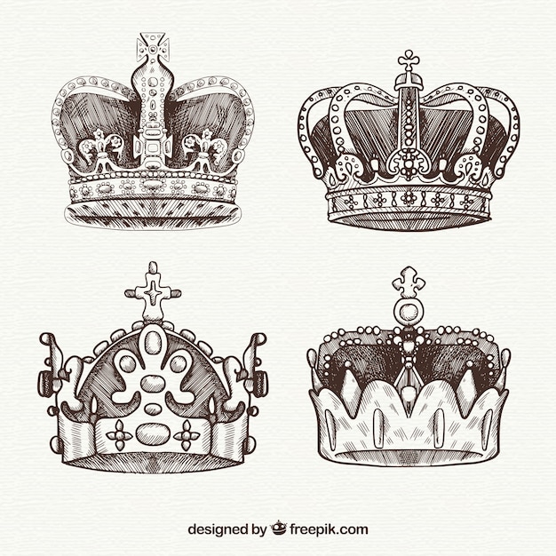 Free Vector four hand drawn royalty crowns