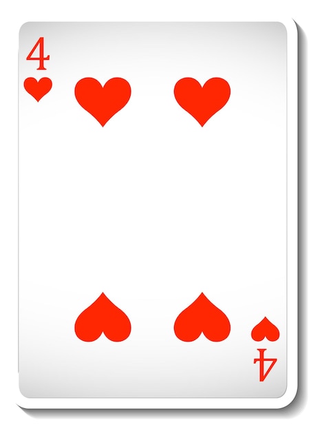 Free Vector four of hearts playing card isolated