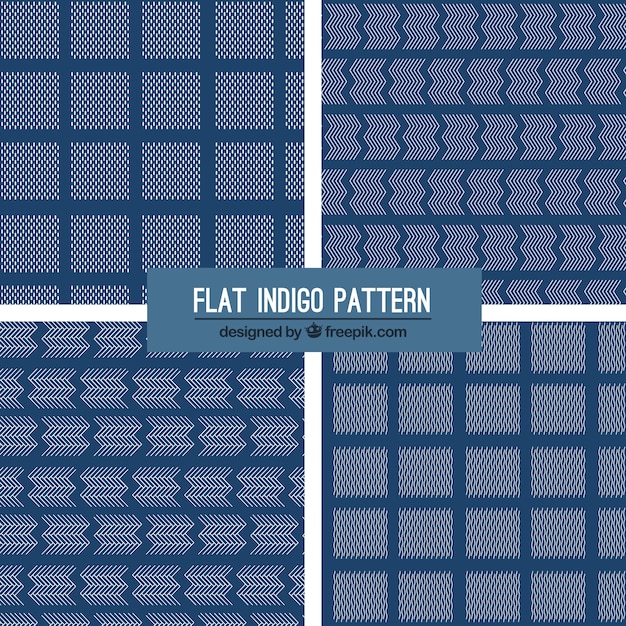 Free Vector four indigo patterns, flat style