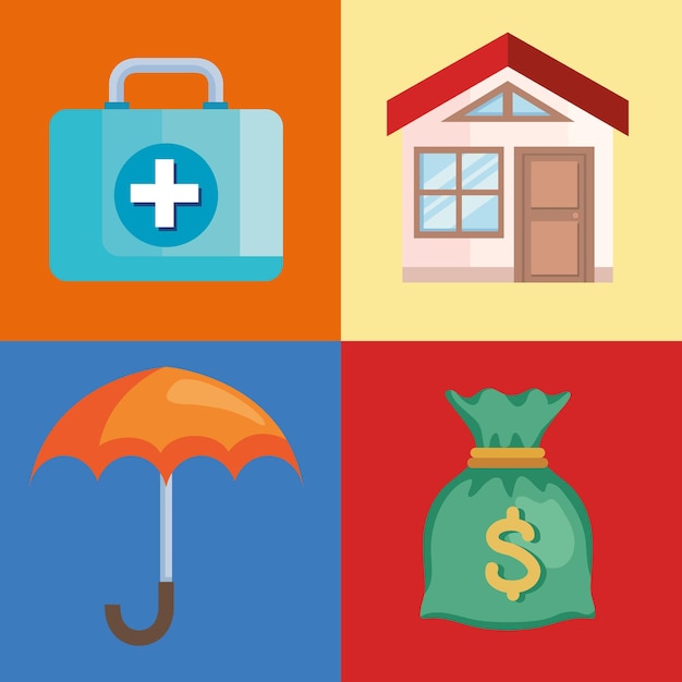 Four insurance service icons