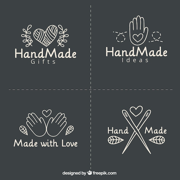 Free Vector four labels about crafts on black background