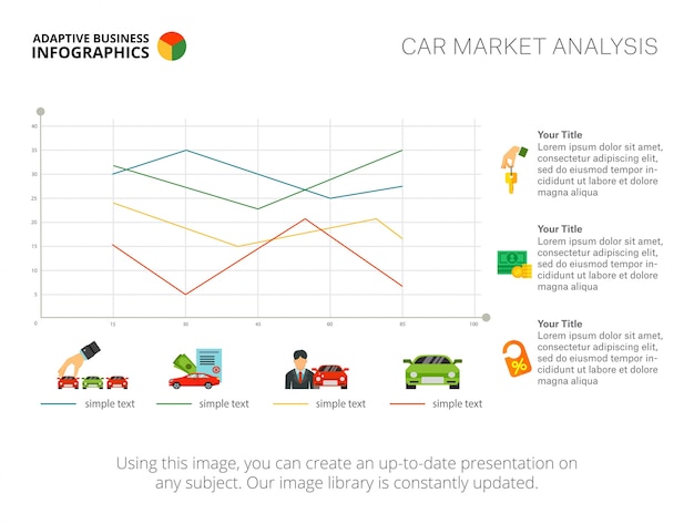 Free vector four line charts slide template