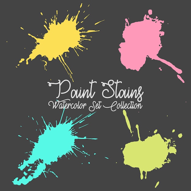 Four multicolored paint stains set collection