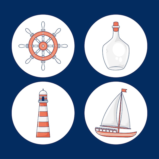 Free Vector four nautical marine icons