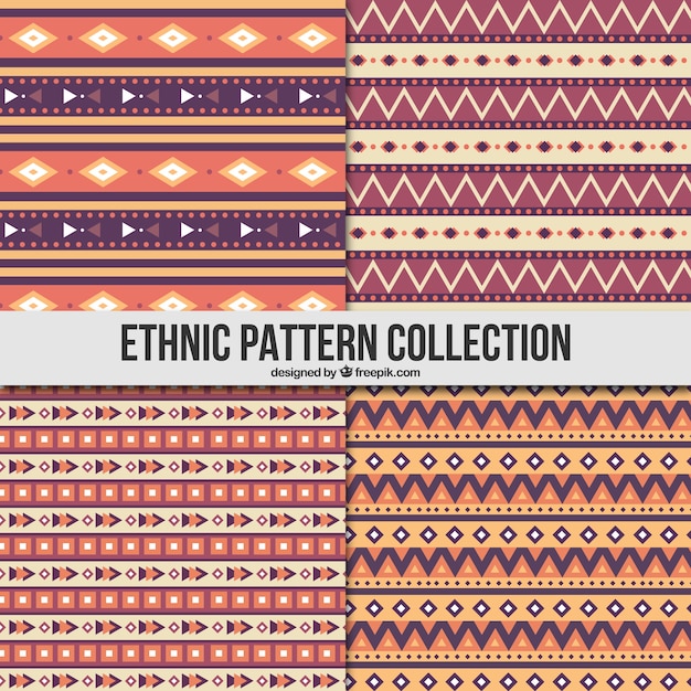 Free vector four patterns with ethnic shapes